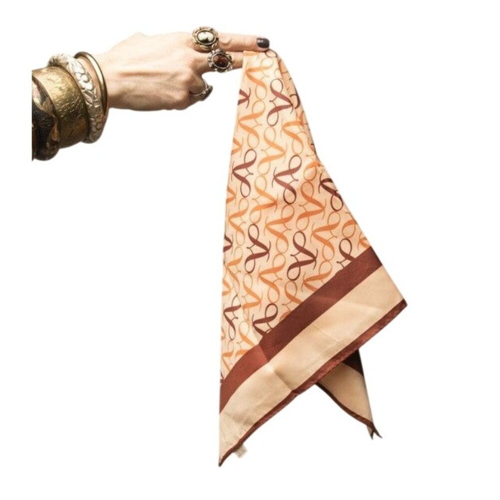 Avon Vintage Scarf Brown Caramel Orange Made in Japan